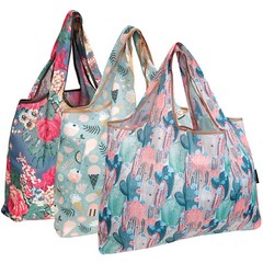 Wrapables Large Foldable Tote Nylon Reusable Grocery Bag, 3 Pack
