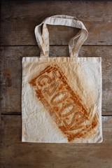 Light Cotton Tote Bag Rust Dyed Elements Handmade Book Bag Farmers Market 14×14