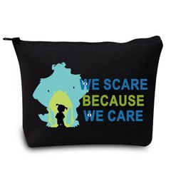 LEVLO Funny Monsters Movie Cosmetic Make Up Bag Mike Sully Boo We Scare Black