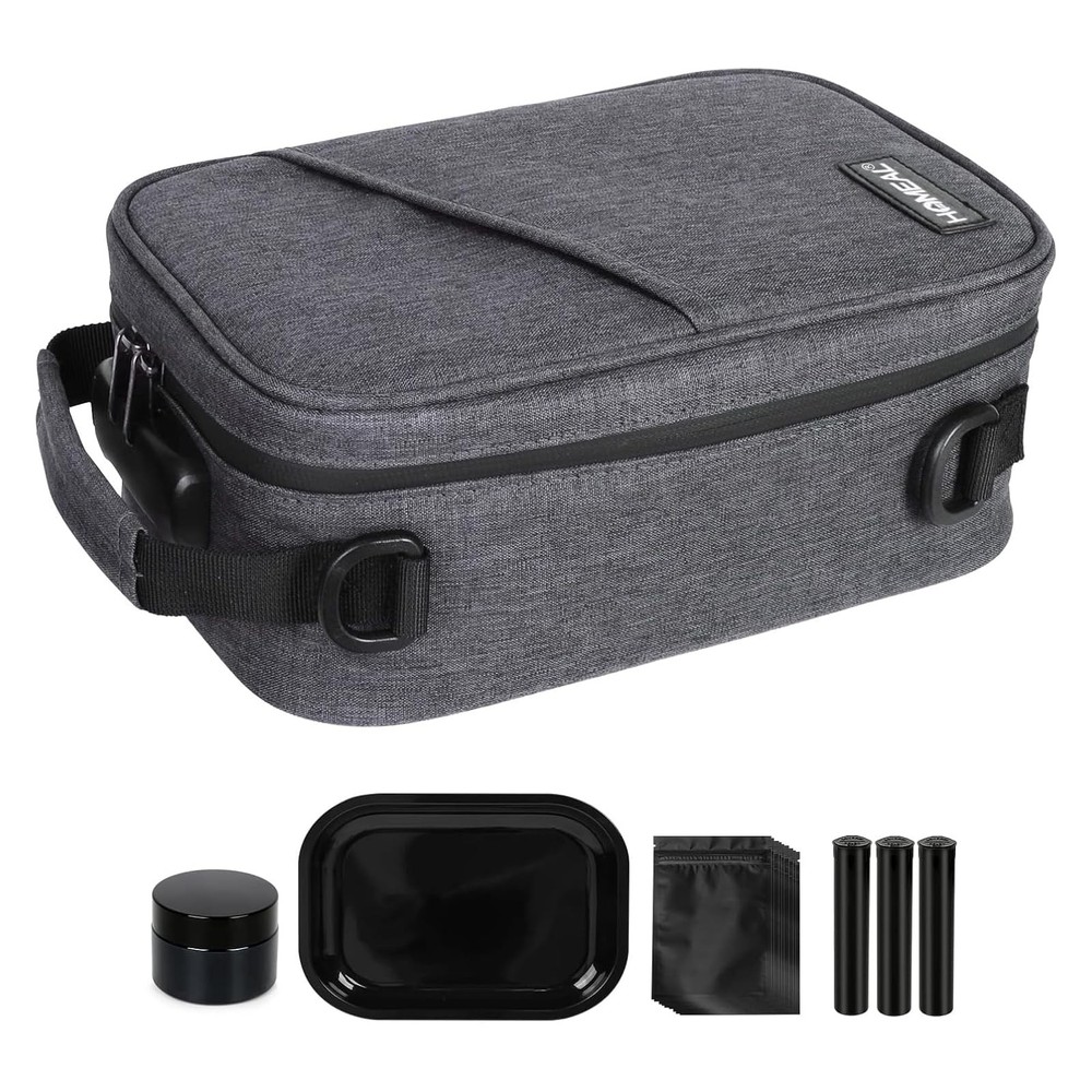 HOMEAL Smell Proof Stash Box，Smell Containers with Large, Darkgrey