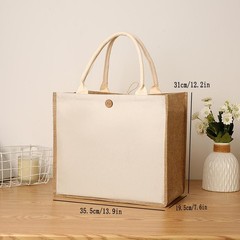 Large Capacity Linen Tote Bag Jute Style Shopping Travel Picnic Handbag