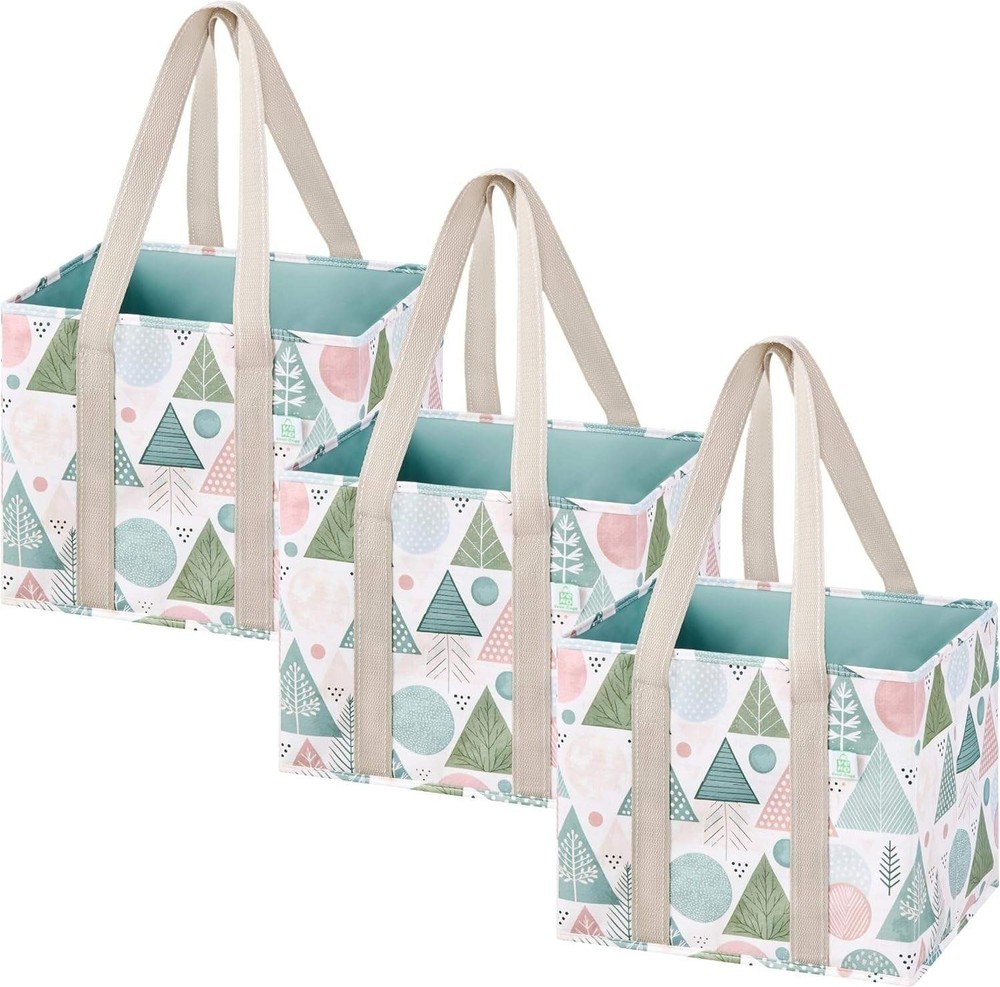 3 Pack Reusable Grocery Bags, Shopping Bags for Groceries, Tote with Handles