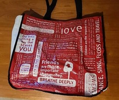 Lululemon Tote Bag Reusable Shopping RED and White with Large Logo