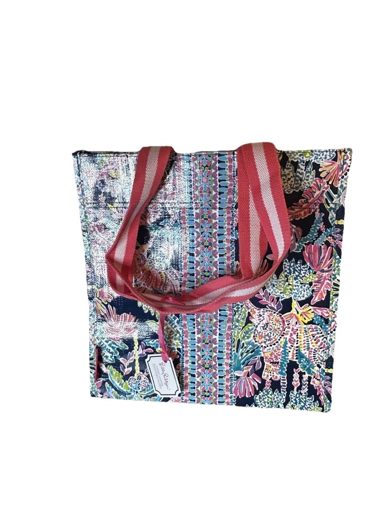Lilly Pulitzer Market Shopper Pattern “Oyster Bay Navy” Tote Grocery Bag NWT