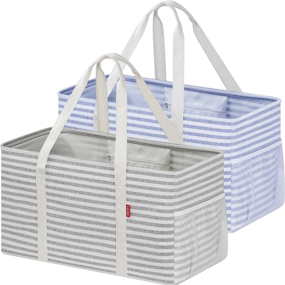 Standing Extra Large Utility Tote Bag 2 Pack, Reusable Grocery Bags with Meta…