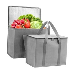 (Not Made In China) Insulated Reusable Grocery Bags, 1 pack Gray XL Insulated