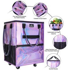 Large Reusable Grocery Bag On 5 Wheels, 130L Foldable Rolling Tote Bag, Heavy…