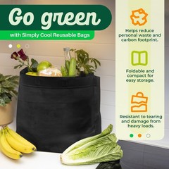 50 Pack Black Reusable Eco-Friendly Large Grocery Shopping Bags 14.5″x14″x6.6…
