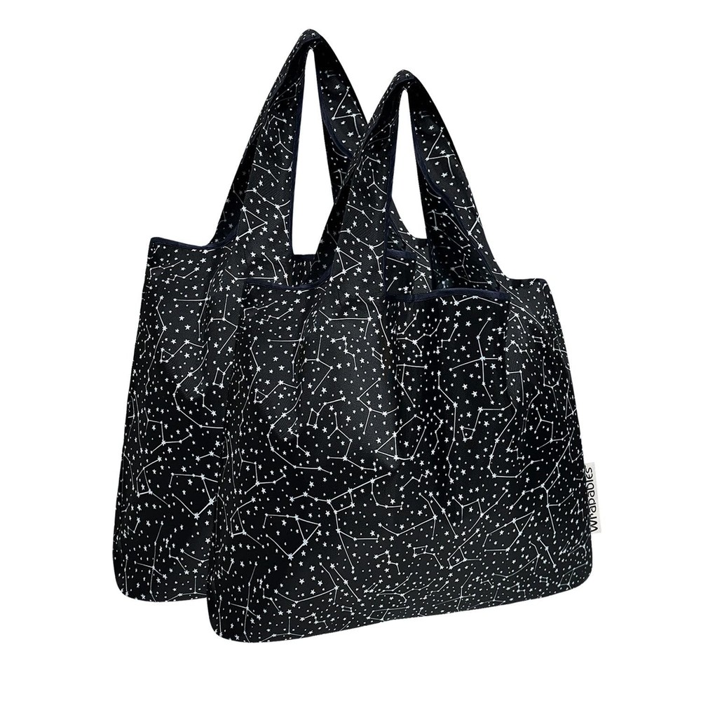2 PCS Medium Foldable Tote Nylon Reusable Grocery Bag Shopping Carrier Hand
