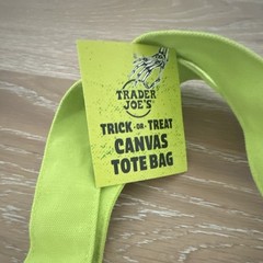Trader Joe’s Foldable Canvas Tote Bag Black Purple Neon Green Color Block