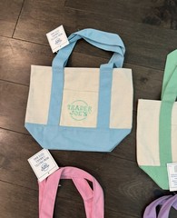 Trader Joe’s Mini Pastel Canvas Tote Bag Set Of 4 NWT Blue Green Pink Purple US