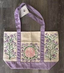 Double-Sided Hand Painted Trader Joe’s Tote Bag – Large Lavender Canvas