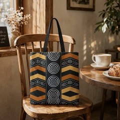 1pc Double-Sided 2D Flat Printing Shopping Tote Bag, Vintage Decorative Design