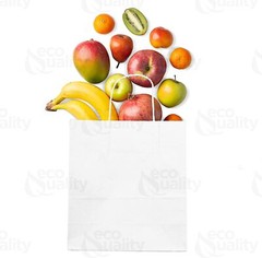 13x7x17 Medium Kraft White Paper Shopping Bags with Twine Handles Reusable 500pc