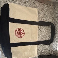 Trader Joe’s Foldable Canvas Reusable Shopping Bag Black Beige