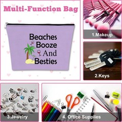 3Pcs Beach Lover Gifts Makeup Bag Light green + light pink + purple