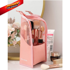 Linsiter Makeup Brush Travel Case Stand Up, High Capacity pink
