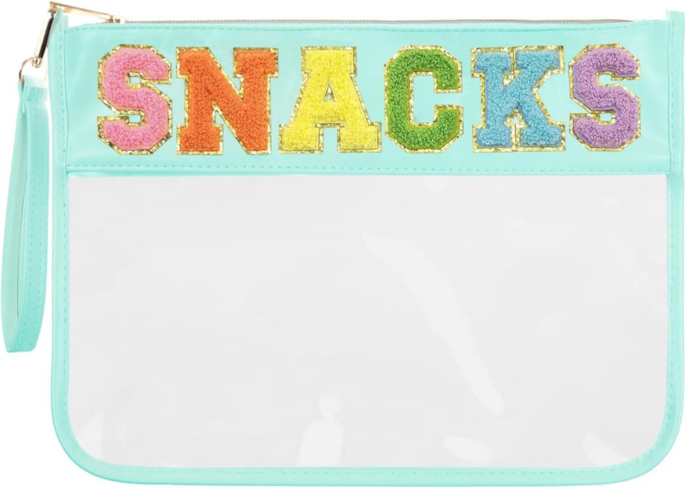 Chenille Letter Clear Zipper Pouch for Travel Preppy Patch Makeup LS-SNACKS
