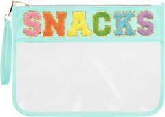 Chenille Letter Clear Zipper Pouch for Travel Preppy Patch Makeup LS-SNACKS