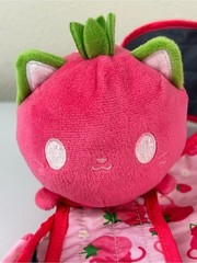 Tee Turtle Strawberry Cat Reusable Tote Shopping Bag with Plush Shoulder Toy