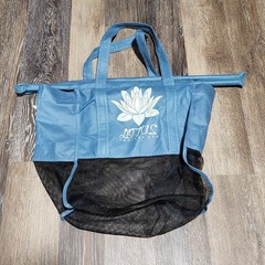 Lotus Reusable Trolley Shopping Bag Canvas Mesh Blue
