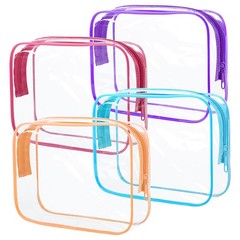 4Pack Clear Makeup Bags Waterproof Organizer with Medium, Multicolour