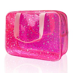 TotePrint Hot Pink Star Large Cosmetic Bag 12x5x8 11.81×5.12×8.27inch,