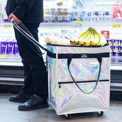 Reusable Grocery Bag Wheels Rolling Shopping Bags Handle Folding Cart