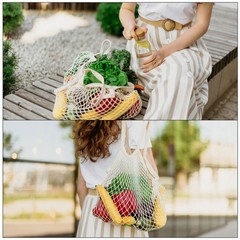 Cotton Mesh Bag 15×13.8″ Mesh Net String Grocery Bags White