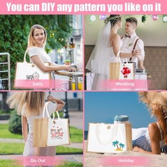 18 Pack Sublimation Jute Tote Bag Blanks Burlap Beach Bag with Handles Reusab…
