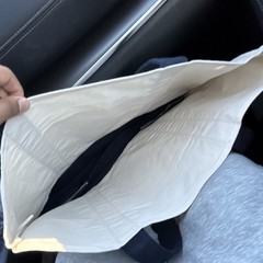 Trader Joe’s Foldable Reusable Canvas Shopping Bag White Navy Blue