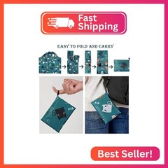 BEEFLYING 3 Pcs Foldable Reusable Nylon Grocery Bags Waterproof Tote Shopping Ba