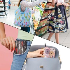 4 Pack Animal Printed Reusable Grocery Bags Lightweight Machine Washable