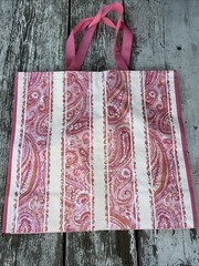 TJ Maxx Eco-Friendly Shopping Bag PINK 🌸PAISLEY Striped Print Reusable Tote