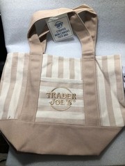 NWT Trader Joe’s Limited Mini Canvas Pastel Striped Tote Bag 2026 Beige/Tan(KY11