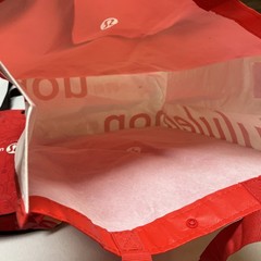 Lululemon Reusable Tote Bag Set Red White Black Yoga Gym Shopping Tote Lot of 2