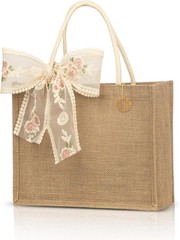Burlap Jute Tote Bags W/ PE Lined Water-Resistant Interior 13x9x5 Inch Reusable
