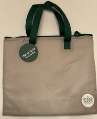Whole Foods Market Small Slim Thermal Shopper Hot Cold Reusable Zipper Top NWT