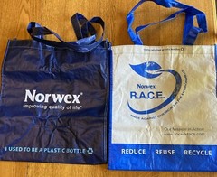 2 NORWEX Reusable Grocery Shopping Bags, Made of 100% Recycled Plastic Bottles!