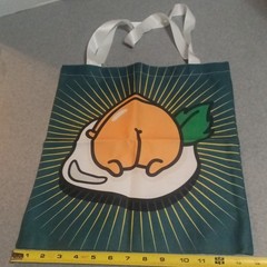 Reusable Graphic Egg Pattern Shopping Tote Bag Green Orange White Cute Egg Butt