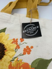 Sunflower Reusable Canvas Shopping Bag Handcrafted In India NWT