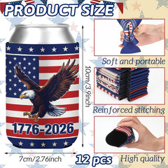 12 Packs 4Th of July Can Cooler Sleeve 250Th Anniversary Independence Day Beer C