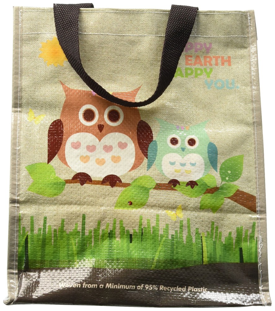 5 Pack Laminated Mini Woven Reusable Grocery Shopping Bags made with a minimu…