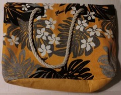 Canvas Aloha Hawaii Beach Tote Shopping Bag Monsteras/Plumeria Print Exclnt Cond