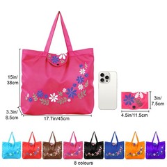 8PCS Foldable Reusable Shopping Bags Large Floral Grocery Totes with Snap Button