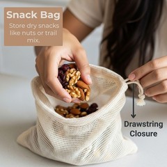 Produce Bags | Storage with Drawstrings | Cotton Mesh Bag for Medium