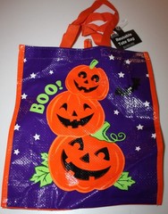 Happy Halloween Reusable Tote Bag Pumpkins Trick Or Treat Purple Orange Candy