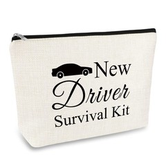 New Driver Gift Makeup Bag Present for Teen Girls Car s, Off White