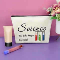 Sazuwu Science Gifts for Women Teachers Friend Makeup Bag Cosmetic Beige