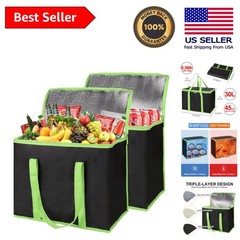 Versatile 30L Black-Green Insulated Bags – Foldable & Durable Grocery Solution